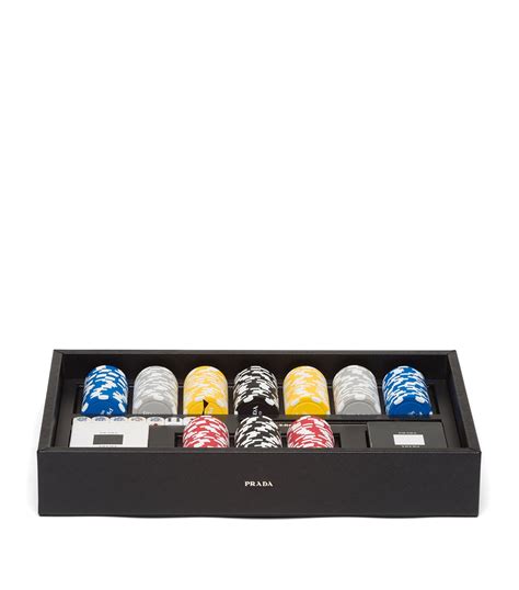 Black Saffiano Leather Poker Set 